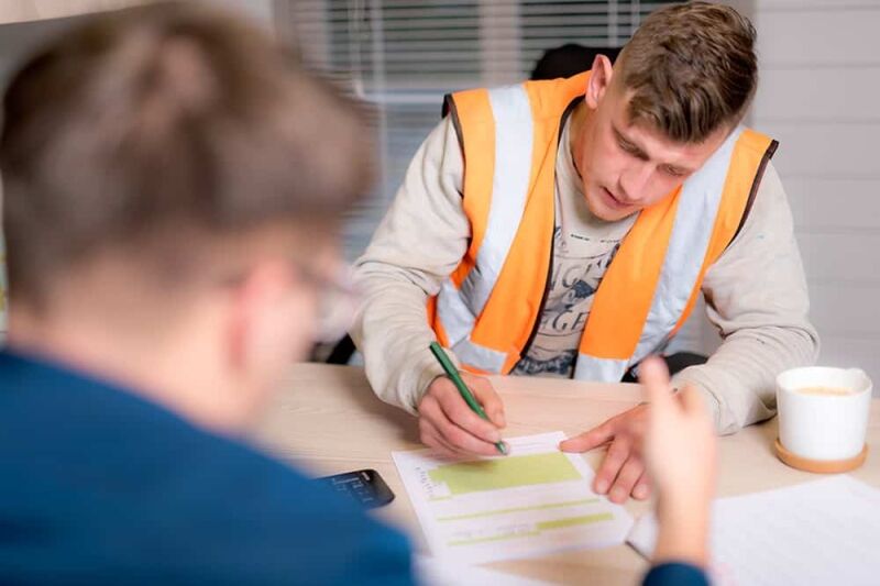 Worker doing invoice processing