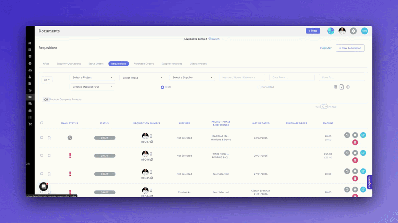 Watch LiveCosts Demo